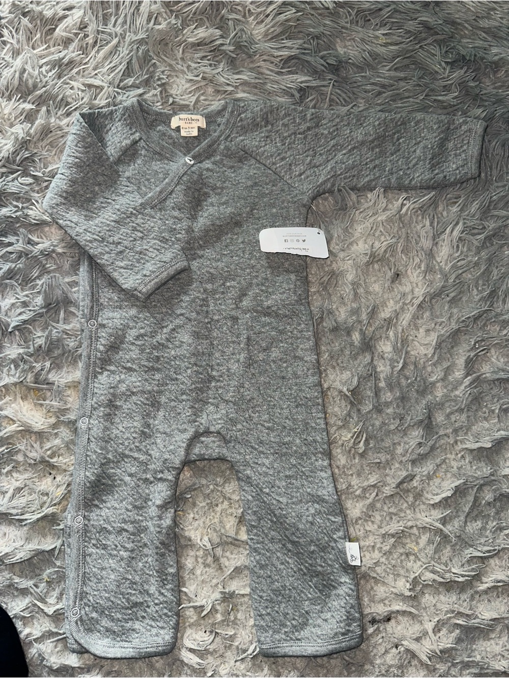 Burt's Bees Baby Gray Quilted Footless One-Piece